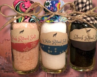 White, Pink, and Black Ritual Salts