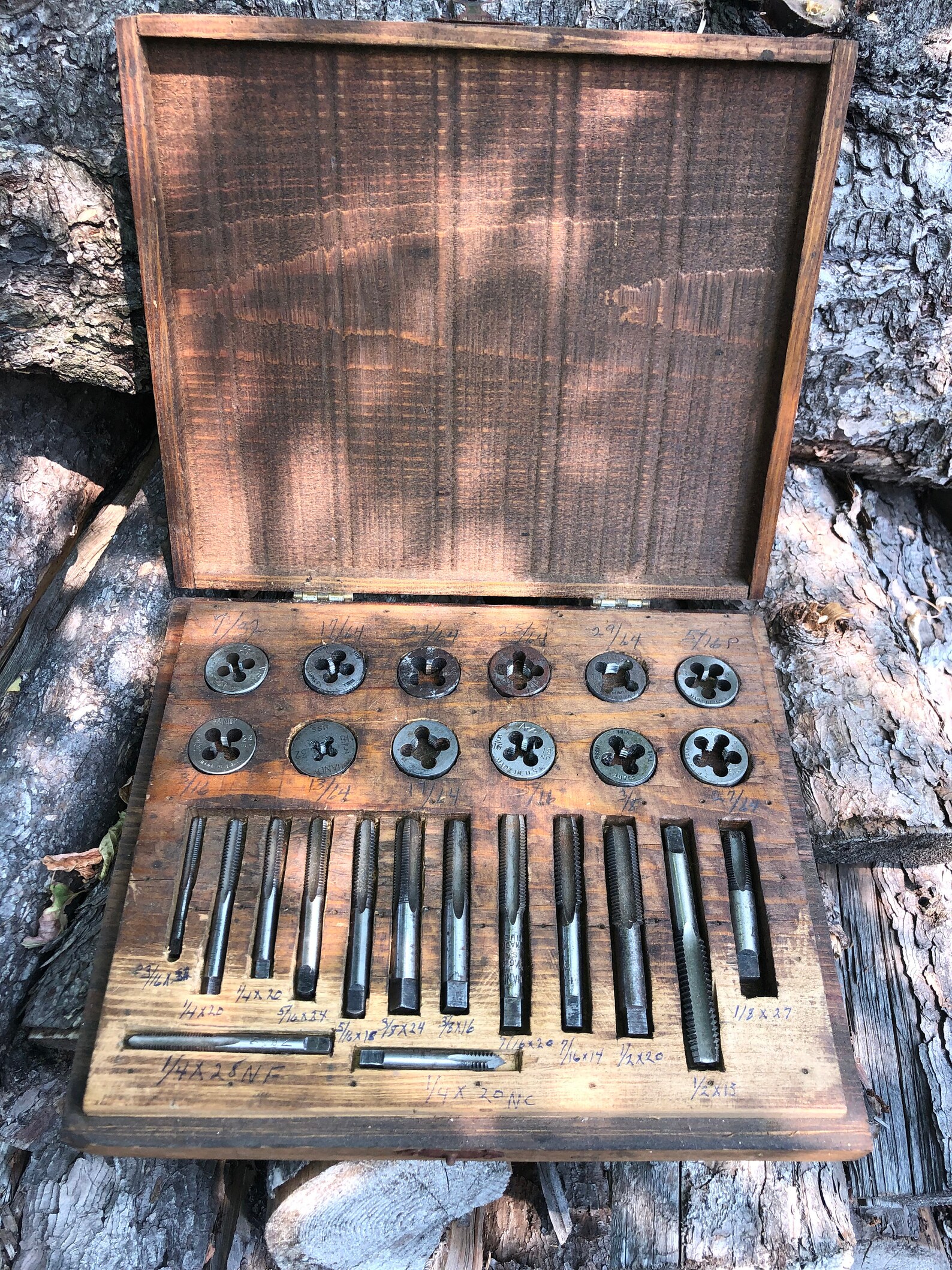 Vintage tap and die set in wooden box Etsy
