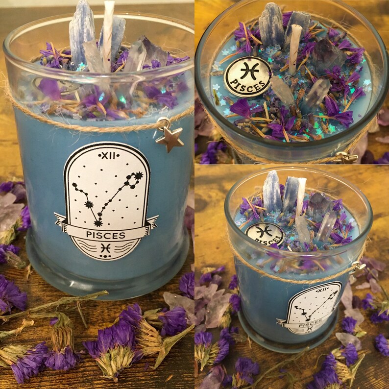 Design a custom zodiac crystal candle choice of crystals Etsy
