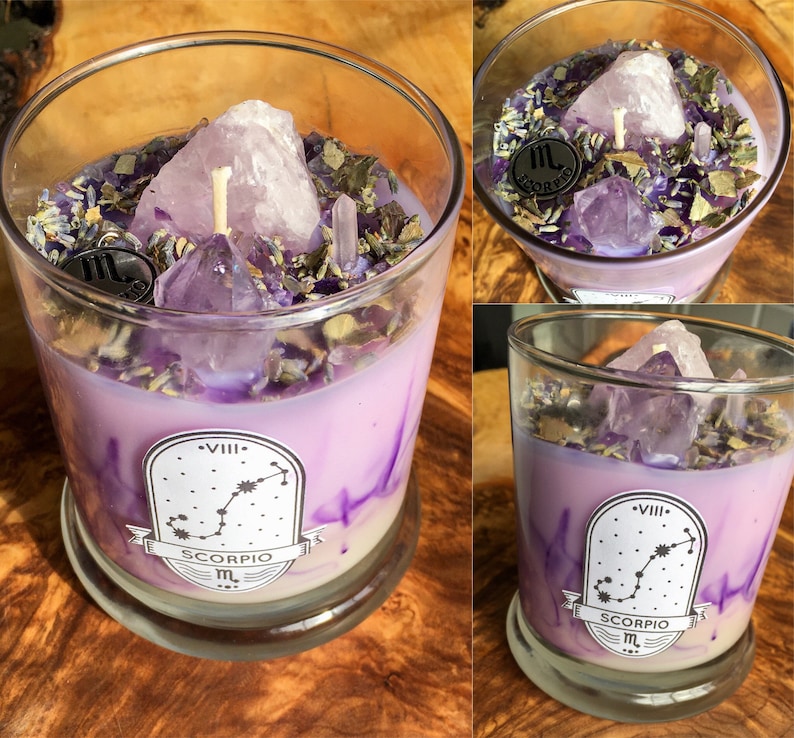 Design a custom zodiac crystal candle choice of crystals Etsy