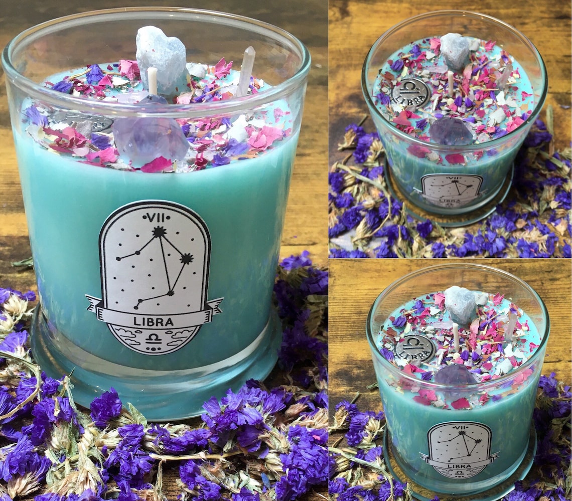 Design a custom zodiac crystal candle choice of crystals Etsy