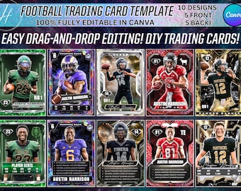 Premium Football Customizable Trading Card Template | Double-Sided Canva Design | DIY Card Front & Back Sports | Player League Team Athlete