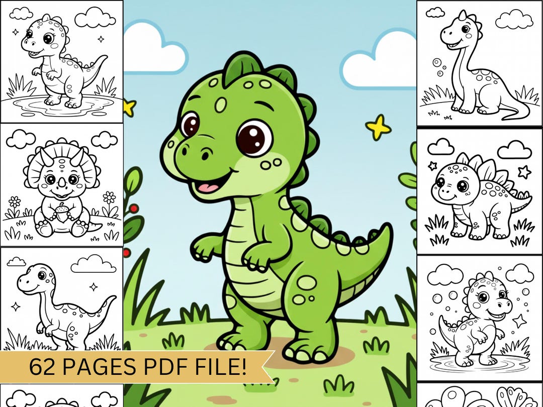 Dinosaur Coloring Pages: 62 Fun Printable Designs for Kids PDF Activity ...