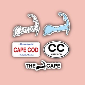 Lot d'autocollants Cape Cod Massachusetts - Autocollants imperméables - Contour - Ovale - La cape