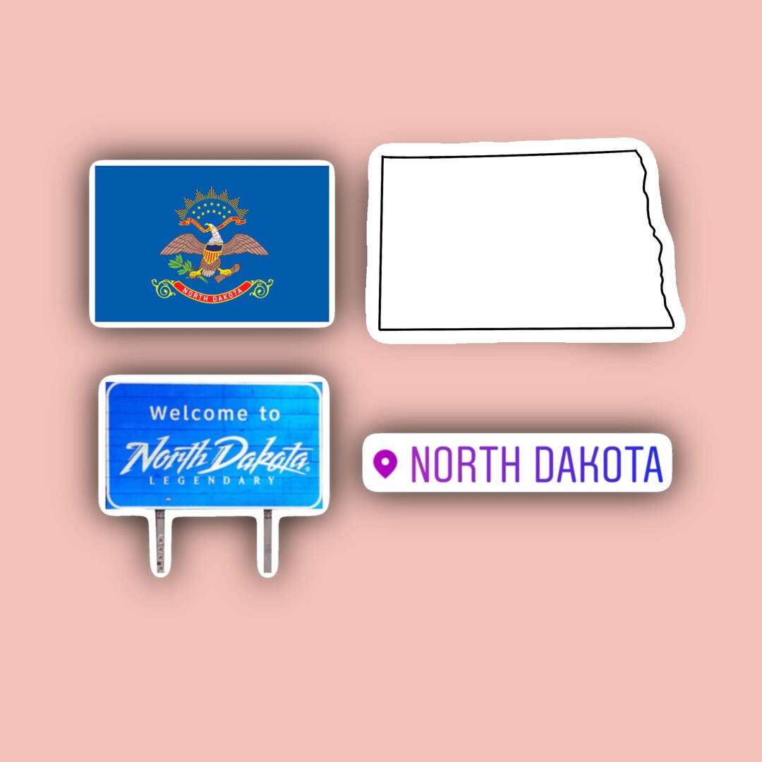 North Dakota Sticker Pack - Waterproof ND Stickers - Flag, State ...