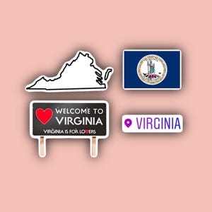 Pack d'autocollants Virginie - Richmond, Virginie - Virginie - Drapeau de la Virginie - Panneau de bienvenue
