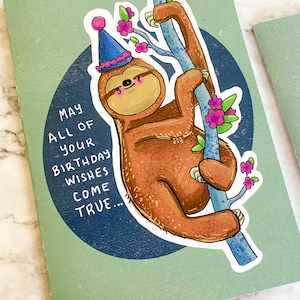 Happy Birthday Card Sloth Illustration