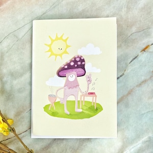 Carte d'anniversaire imprimable Hippie Mushroom pour lui - "A Super Fungi" (Fun Guy)