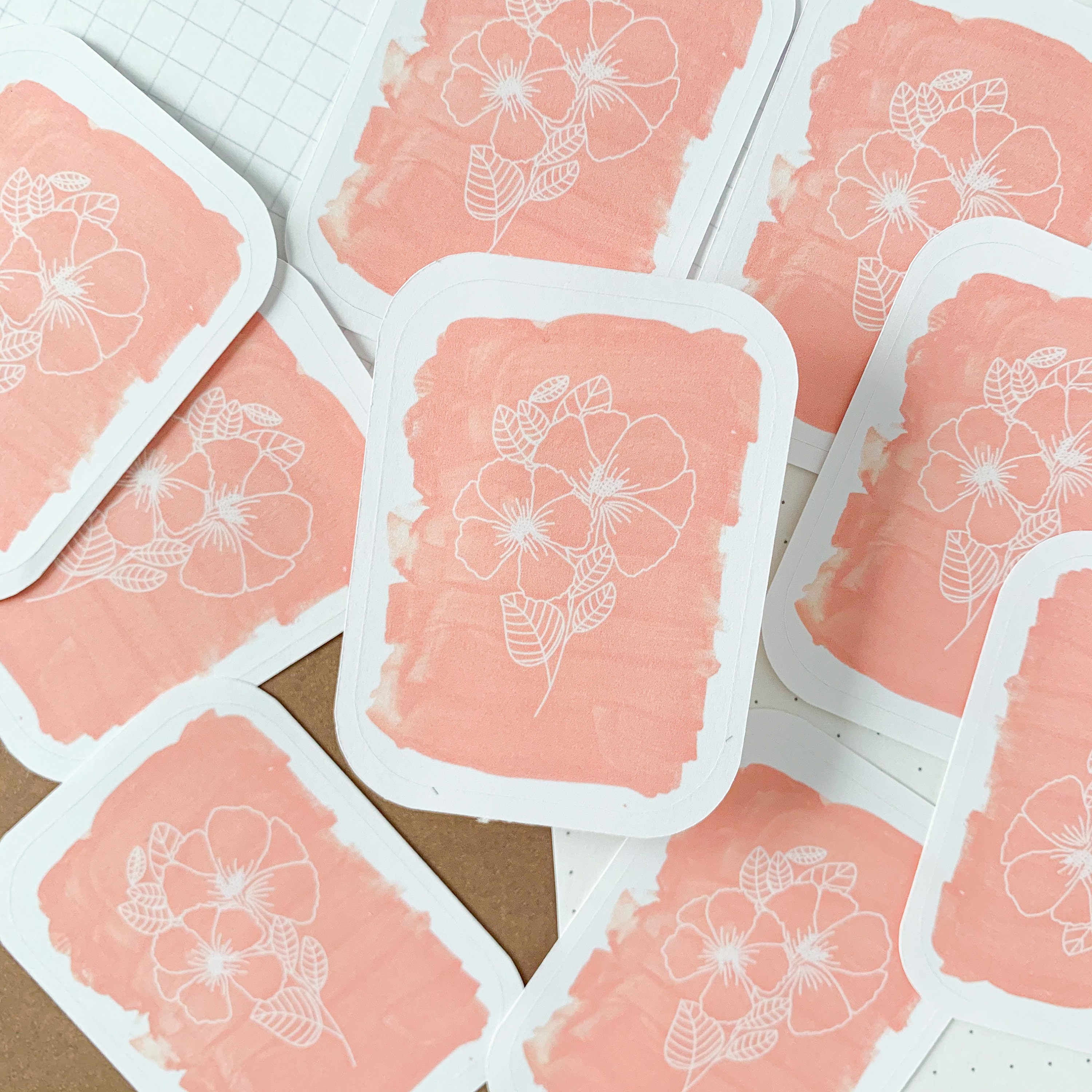 pink hibiscus art print stickers sheet aesthetic penpal and etsy