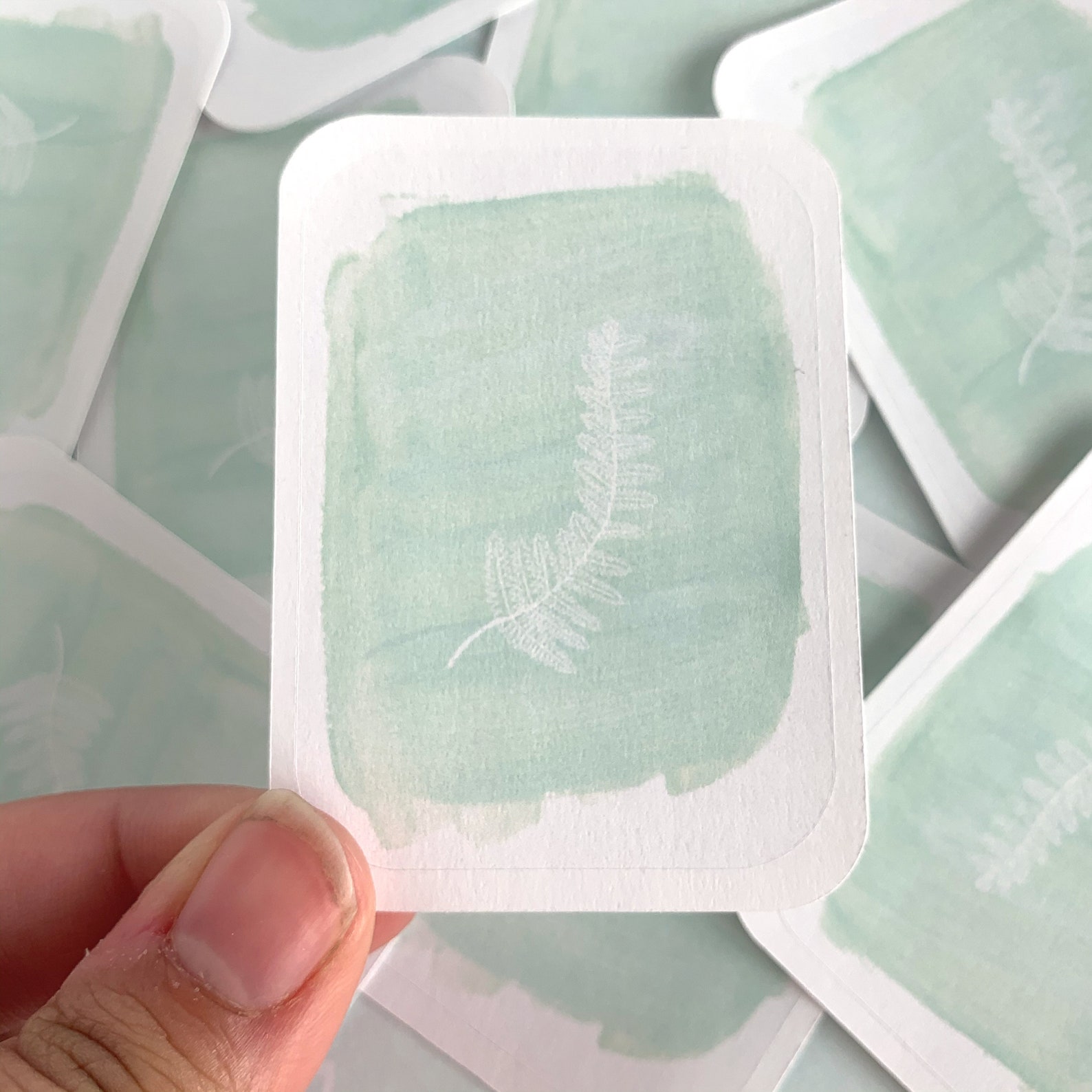 sage green fern art print stickers sheet aesthetic penpal etsy