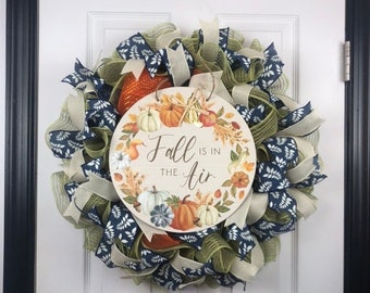 Fall Pumpkin Wreath: Rustic Autumn Front Door Decor
