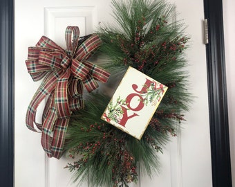 Berry Christmas Wreath Grapevine Winter Door Decor