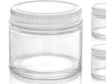 Straight Sided Glass Jar with Metal Cap Clear Glass Jar with Lids - Food Storage, Preservatives, Herbs, Spices, Seasonings (4oz, 24Pack)