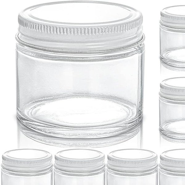 Straight Sided Glass Jar with Metal Cap Clear Glass Jar with Lids - Food Storage, Preservatives, Herbs, Spices, Seasonings (4oz, 24Pack)