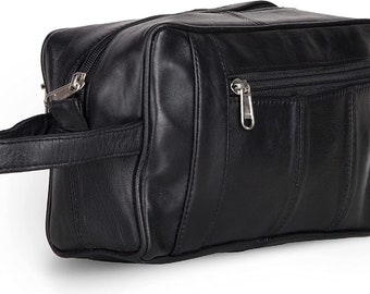 Black Unisex Luxury Toiletry Travel Bag | Bathroom Organizer with Multiple Compartments for Men and Women | Portable Cosmetic Case