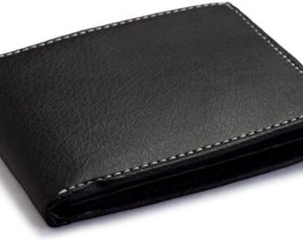 Liberty Leather Genuine PU Leather Slim & Sleek Multi Slot Bi-Fold Black Wallet for Men and Boys |Money Wallet with Credit Card Compartments