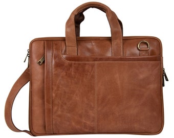 Unisex Genuine Leather Laptop Bag