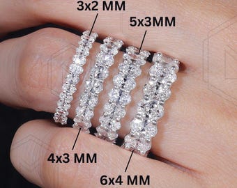 Oval Cut Lab Grown Diamond Band Half Eternity Wedding Band Matching/Stackable Band Anniversary Gift For Women Minimalist Band For Wife