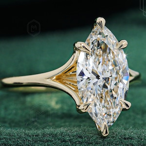 IGI Certified Marquise Cut Lab Grown Diamond Ring Split Shank Engagement Ring Wedding Ring Promise Ring for Her Anniversary Gift For Women