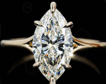 2,00 CT Marquise geslepen laboratoriumdiamanten verlovingsring | IGI-gecertificeerde trouwring | Jubileumcadeau | Handgemaakte luxe sieraden