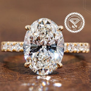 Oval Cut Lab Grown Diamond Engagement Ring Hidden Halo Wedding Ring 2.5 CT Diamond Ring for Women Anniversary Gift Oval Cut Diamond Ring