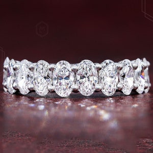Oval Lab Grown Diamond Wedding Band 5x3 MM Oval Cut Diamond Half Eternity Band Stackable Band Matching Band Wedding Gift Anniversary Gifts