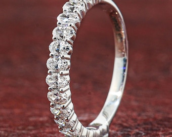 Oval Cut Lab Grown Diamond Half Eternity Wedding Band Oval Cut Anniversary Ring Stackable Wedding Band Matching Band Minimalist Gift for Her