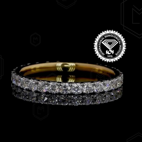 Lab Grown Diamond Eternity Band Diamond Eternity Ring 1.3 MM Stones in Full Eternity Matching Band Stackable Band Anniversary Ring for Her