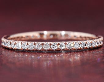 Lab Grown Diamond Eternity Band Diamond Eternity Ring 1.3 MM Stones in Full Eternity Matching Band Stackable Band Anniversary Ring for Her