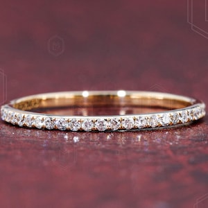 1 MM Round Cut Eternity Band Round Cut 3/4 Eternity Ring 14K White Gold Lab Diamond Full Eternity Stackable Band Matching Band Gift for Her
