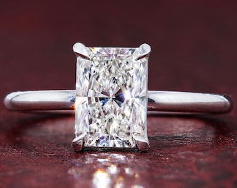 Radiant Cut Lab Grown Diamond Engagement Ring 0.5 - 3 CT Solitaire Diamond Wedding Ring Anniversary Proposal Ring For Her IGI Certified Ring