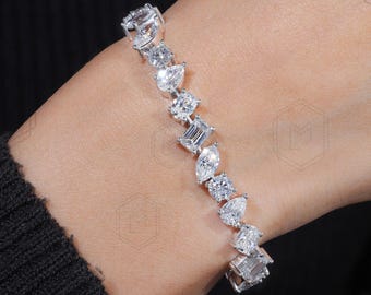 16 TCW Lab Grown Diamond Tennis Bracelet Mixed Shape Tennis Bracelet Elegant Diamond Tennis Bracelet Wedding Gift For Bride Anniversary Gift