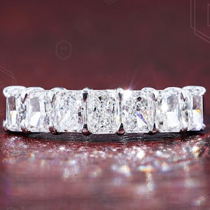 Radiant Lab Grown Diamond Wedding Band Lab Diamond Engagement Ring for Her 7 Diamond Band Anniversary Ring for Her Lab Created Diamond Ring