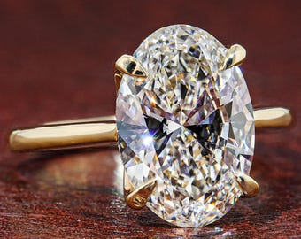 3 Carat Oval Lab Grown Diamond Solitaire Ring, Diamond Engagement Ring, Wedding Anniversary Gifts, Diamond Ring for Proposal, IGI Certified