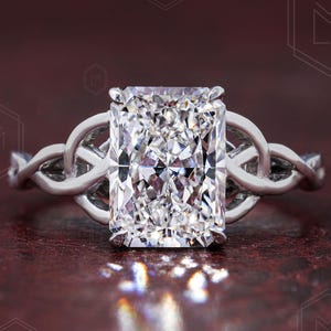2.0 CT IGI Certified Radiant Cut Lab Grown Diamond Ring Solitaire Engagement Ring Radiant Cut Diamond Hidden Halo Ring Art Deco Promise Ring
