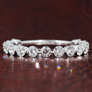3/4 Eternity Lab Grown Diamond Wedding Band 2.5 MM Round Lab Created Diamond Band Floating Bubble Band Stacking Ring Mother&#39;s Day Gifts