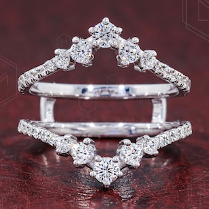 Lab Grown Diamond Enhancer Wedding Band 14k Solid Gold Ring Diamond Double Curved Enhancer Matching Band Ring For Women Anniversary Gift
