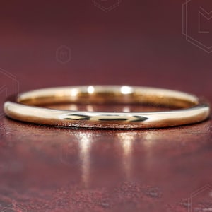 18k Solid Gold Thin Wedding Band Stacking Ring 1.5 MM Wedding Band Dainty Minimalist Gold Band Simple Plain Ring Stacking Matching Band