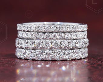Round Cut Lab Grown Diamond Band Full Eternity Wedding Band Matching/Stackable Band Anniversary Gift For Women Minimalist Band For Wife