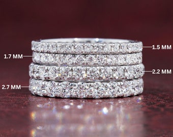 Round Cut Lab Grown Diamond Band Full Eternity Wedding Band Matching/Stackable Band Anniversary Gift For Women Minimalist Band For Wife