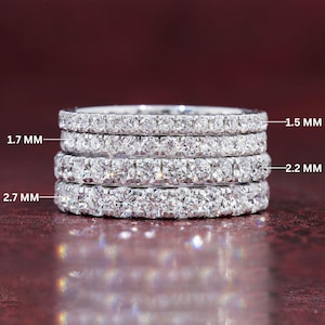 Runder Schnitt Laborgewachsener Diamantband Volle Ewigkeit Hochzeitsband Passend / stapelbar Band Jubiläumsgeschenk für Frauen Minimalist Band für Frau