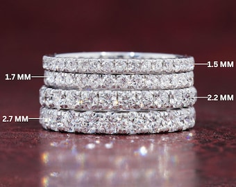 Round Cut Lab Grown Diamond Band Full Eternity Wedding Band Matching/Stackable Band Anniversary Gift For Women Minimalist Band For Wife