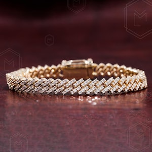 Lab Grown Diamond Miami Cuban Link Bracelet Curb Link Bracelet 18K Gold Curby Bracelet Cuban Link Chain Diamond Cuban Link Dainty Bracelet
