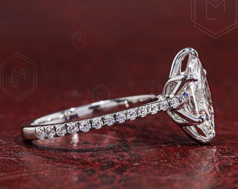 Marquise Lab Grown Diamond Engagement Ring 14K Gold Solitaire Diamond Ring Minimalist Proposal Ring For Her and Anniversary Gifts