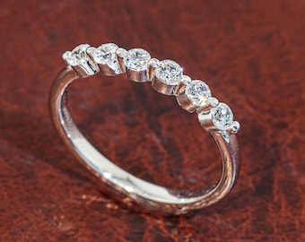 2.50mm Lab Grown Diamond Wedding Band, Half Eternity Round Diamond Band, Bubble Stack Ring, Matching Band For Round Diamond Solid Gold Ring