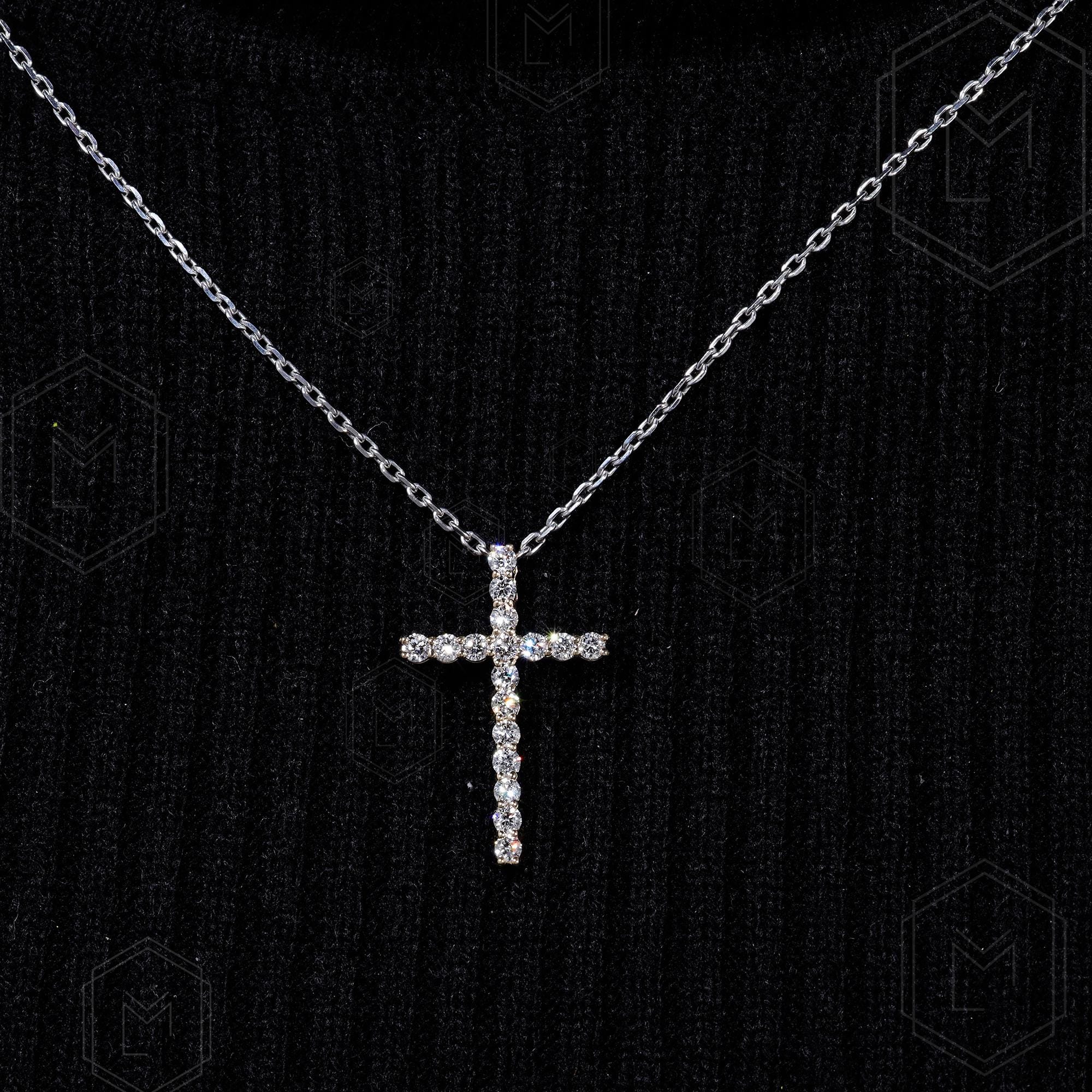 【なな様】 0.75 CT ダイヤモンド クロスネックレス 14K ゴールド ラボグロウン