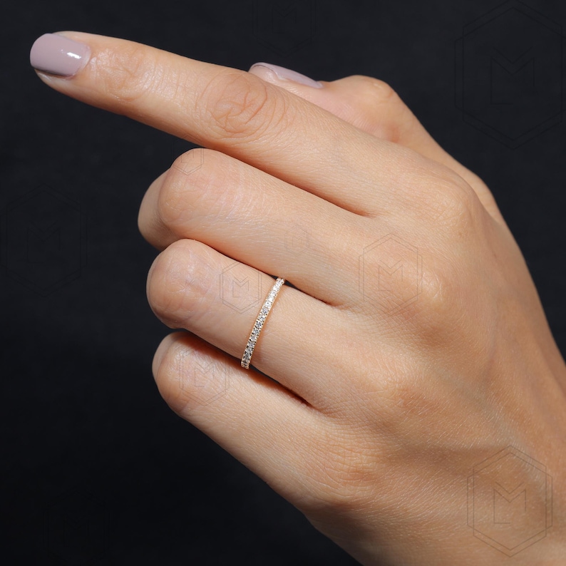 Lab Grown Diamond Eternity Band Diamond Eternity Ring 1.3 MM Stones in Full Eternity Matching Band Stackable Band Anniversary Ring for Her