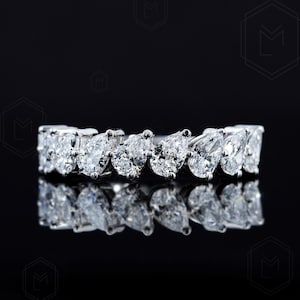 Pear Shaped Diamond Eternity Band 2.25 TC Pear Lab Grown Diamond Band Half Eternity Wedding Band Stackable Matching Band Anniversary Ring
