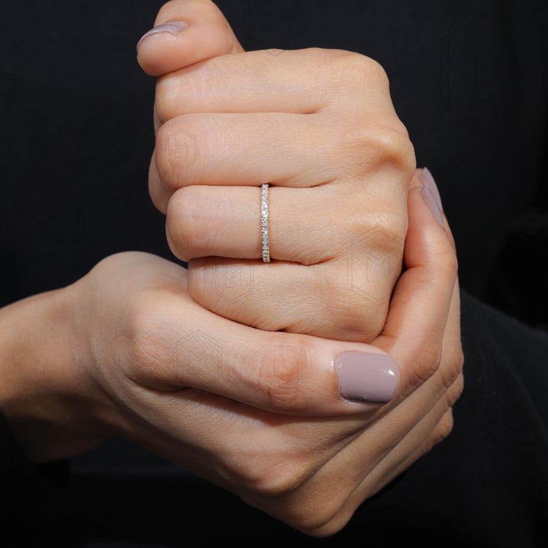 Lab Grown Diamond Eternity Band Diamond Eternity Ring 1.3 MM Stones in Full Eternity Matching Band Stackable Band Anniversary Ring for Her