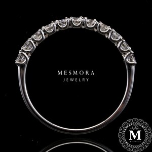 2.5 MM Lab Grown Diamond Classic U Prong Wedding Band 14K Solid White Gold Stacking Band Half Eternity Minimalist Engagement Band For Her